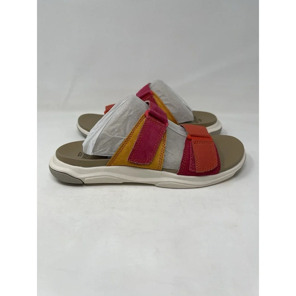 Size 8 Women's Earth Origins Vesper Multicolor 2 Strap Slip On Suede Sandals